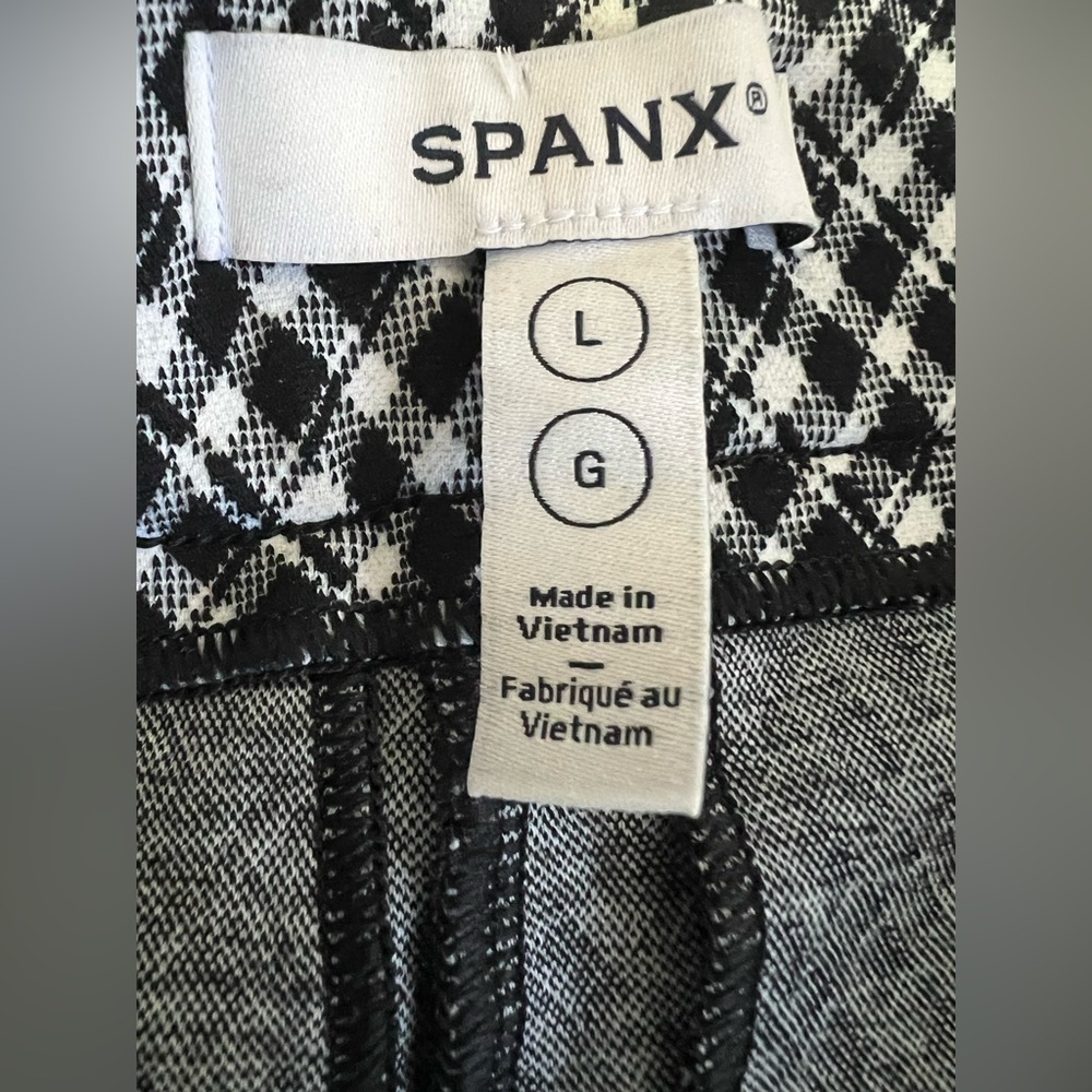 SPANX Gingham Micro-Check Wide Leg Pull-On Pants L - Picture 12 of 12